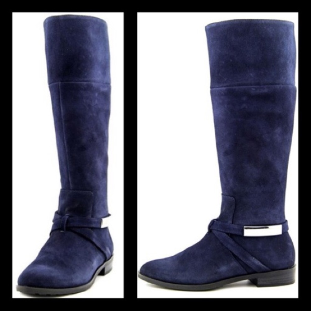 Alfani Navy Blue Suede Leather Tall Boots